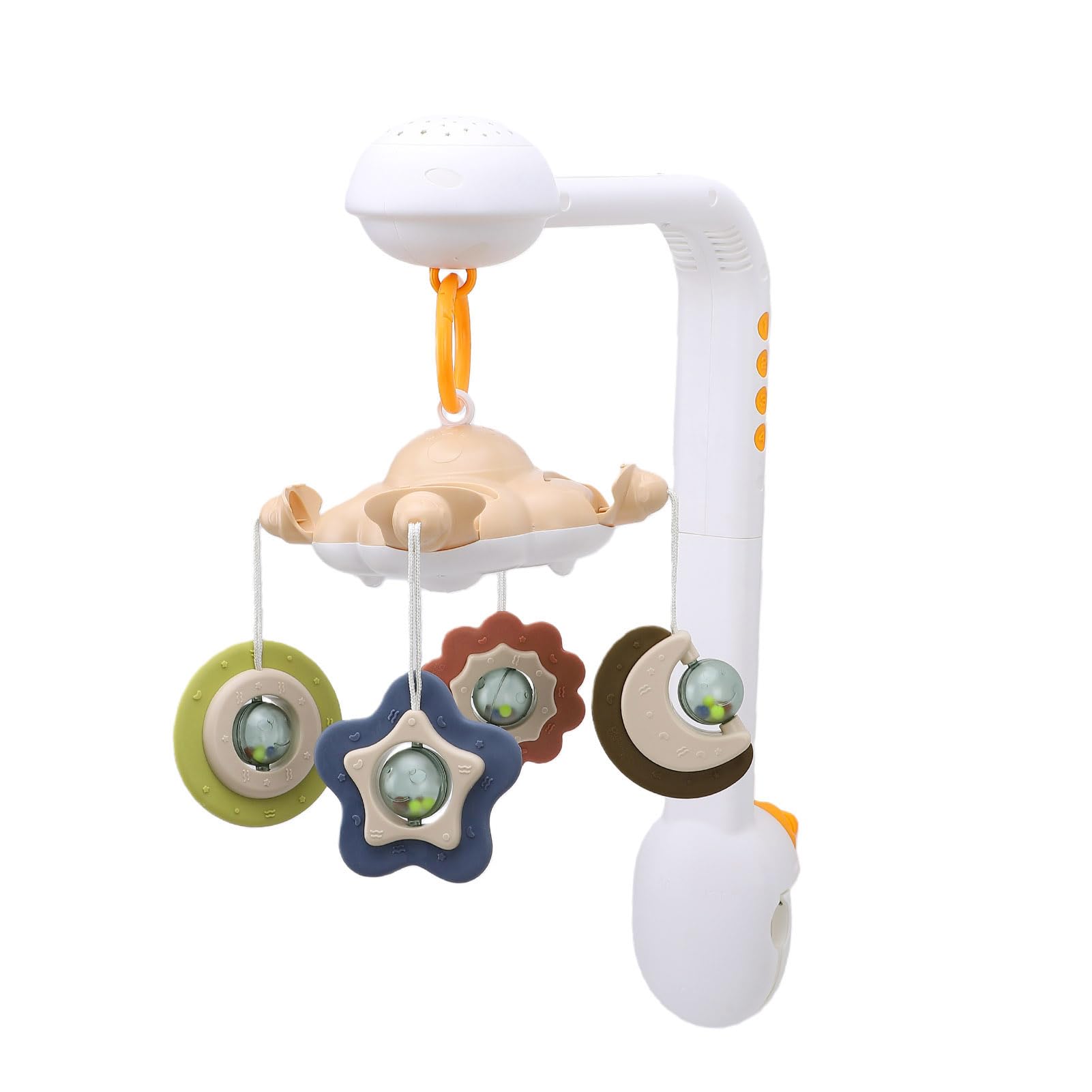 Sxhlseller Móvil Musical para Cuna con de Estrellas y Juguetes Mordedores Diseñados para Recién Nacidos y Bebés en Material TPE Brillante (TM188)