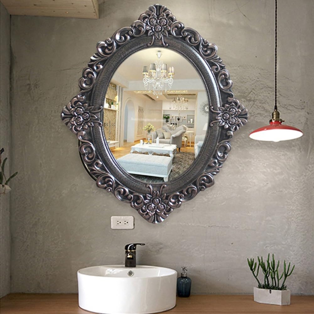Miroir Mural Ovale Baroque En Bois écologique Doré - Dimensions 51x41 Cm, Neuf, Marque Poli