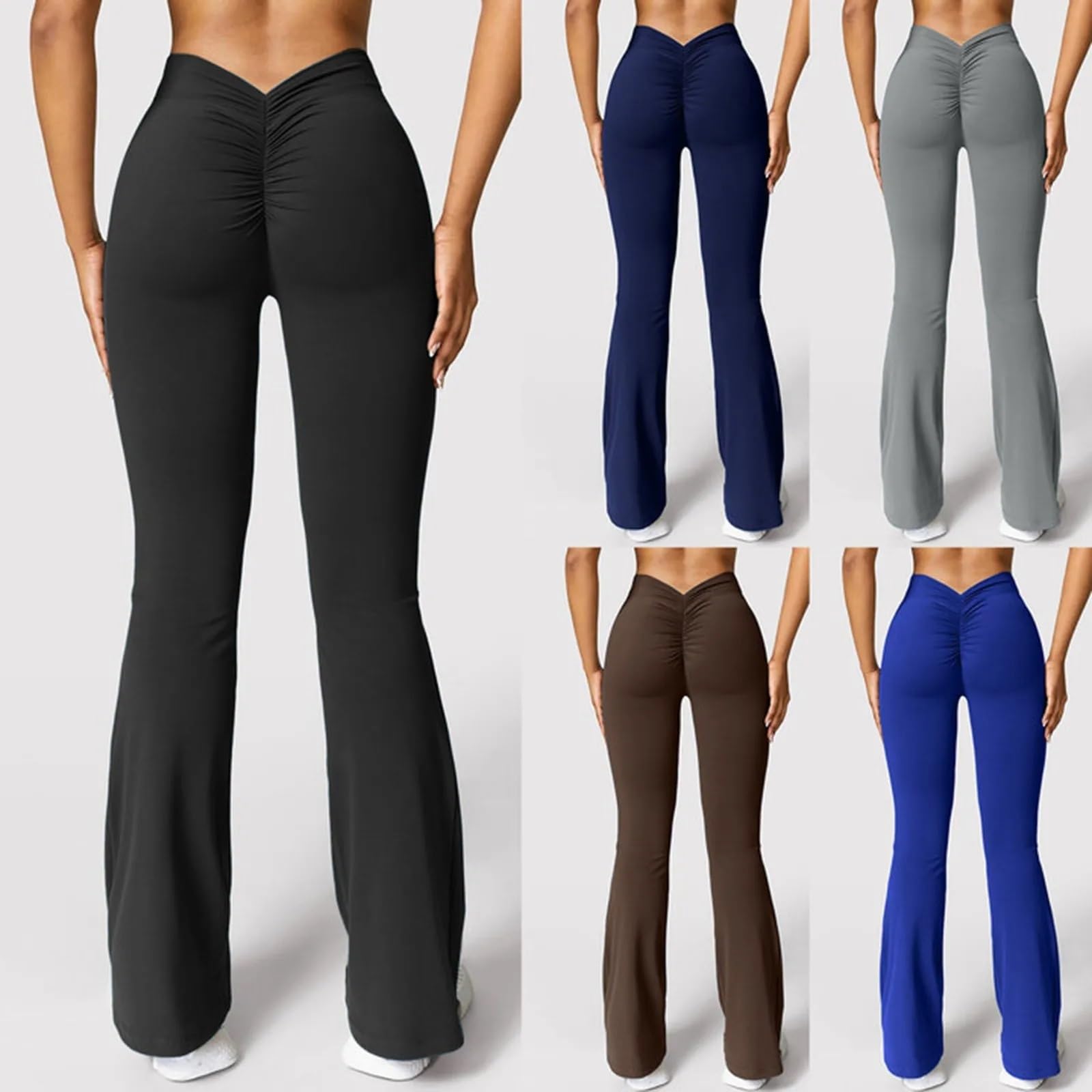Stretch-Yoga-Leggings for Damen – Lange, ausgestellte Fitnesshose, lässige Sport- und Laufhose, Standarddicke(Black,S)