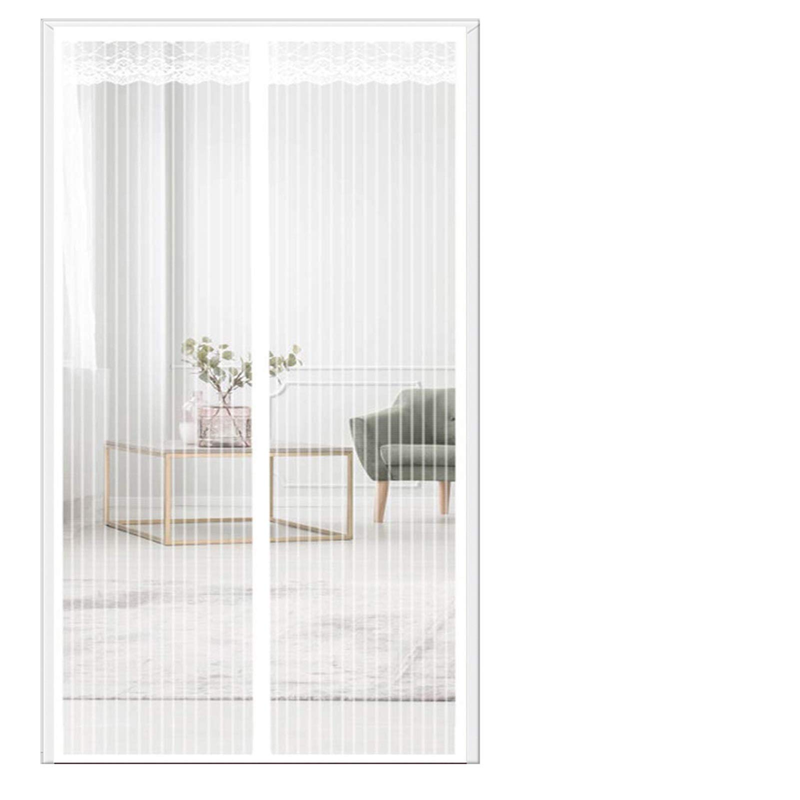 MEIDEL Door Screen Magnetic Closure 180x260cm(71x102inch) With Enhanced Magnets Screen Mesh Curtain Insects Out Mosquito Balcony Sliding Doors, White