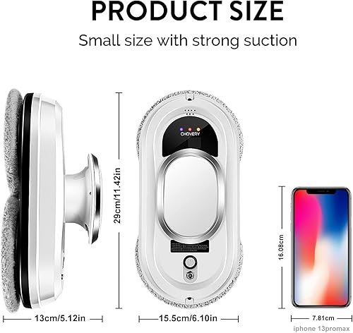 Miniatura 6 de Robot limpiador de ventanas, robot inteligente de limpieza de vidrio con succión fuerte de 5600 Pa, robot de limpieza de ventanas con control remoto