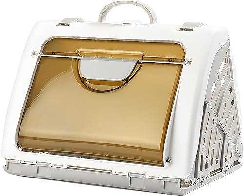 Transportador pequeño para gatos con capacidad de hasta 25 libras, transportador de viaje de plástico para gatos de 17 pulgadas de largo x 14