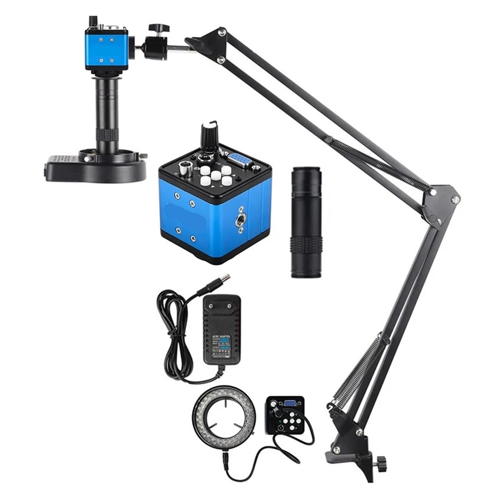 Digital Microscope, 48MP/13M 4K 1080P HDM/I Type-C/USB Industrial Video Microscope Camera, 150X Zoom C-Mount Lens, Foldable Stand(13MP VGA SetsE)