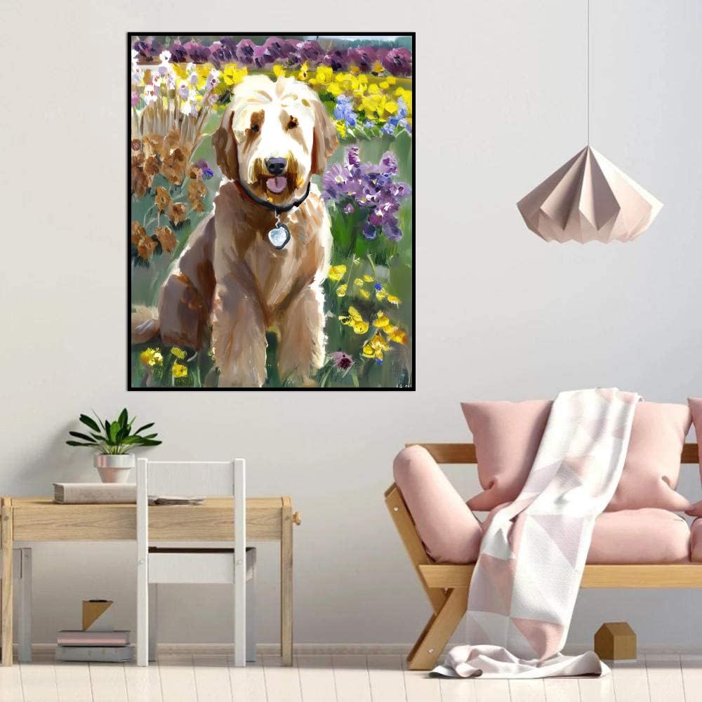 Paint by Number Kits Goldendoodle Dog Paint by Numbers,DIY Oil Painting Acrylic Paints for Wall Art 16x20inch(40x50cm) Frameless