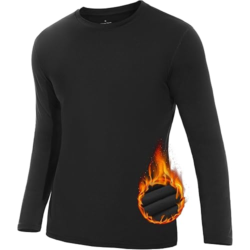 SIMIYA Mens Thermals Long Sleeve Undershirt Warm Fleece Lined Base Layer Thermal Tops Long John Shirts for Men