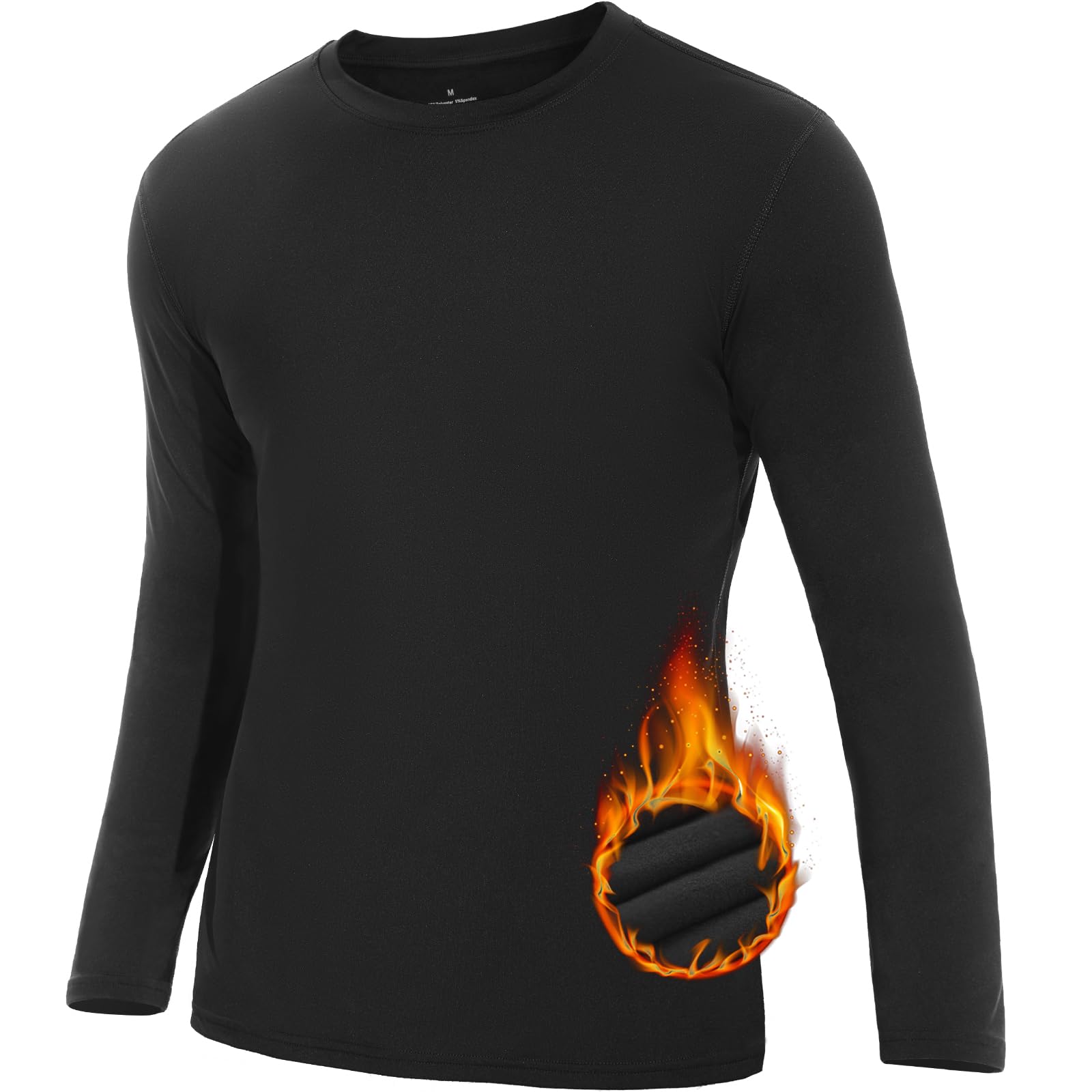 Mens Long Sleeve Thermal Tops Crew Neck Thermal Underwear Winter Warm Base Layer Thermals T-Shirt Vest