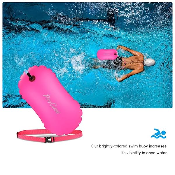 ProCase Swim Buoy Float, Swimming Bubble Safety Float with Adjustable Waist Belt for Open Water Swimmers, Triathletes, Snorkelers, Kayakers, Safe Swim Trainers -Magenta by ProCase - Image 2