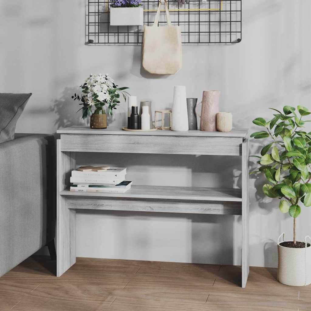SXZenSpace Console Table Grey Sonoma 102x30x80 cm Engineered Wood Slim Modern Sideboard for Hallway, Living Room, Bedroom