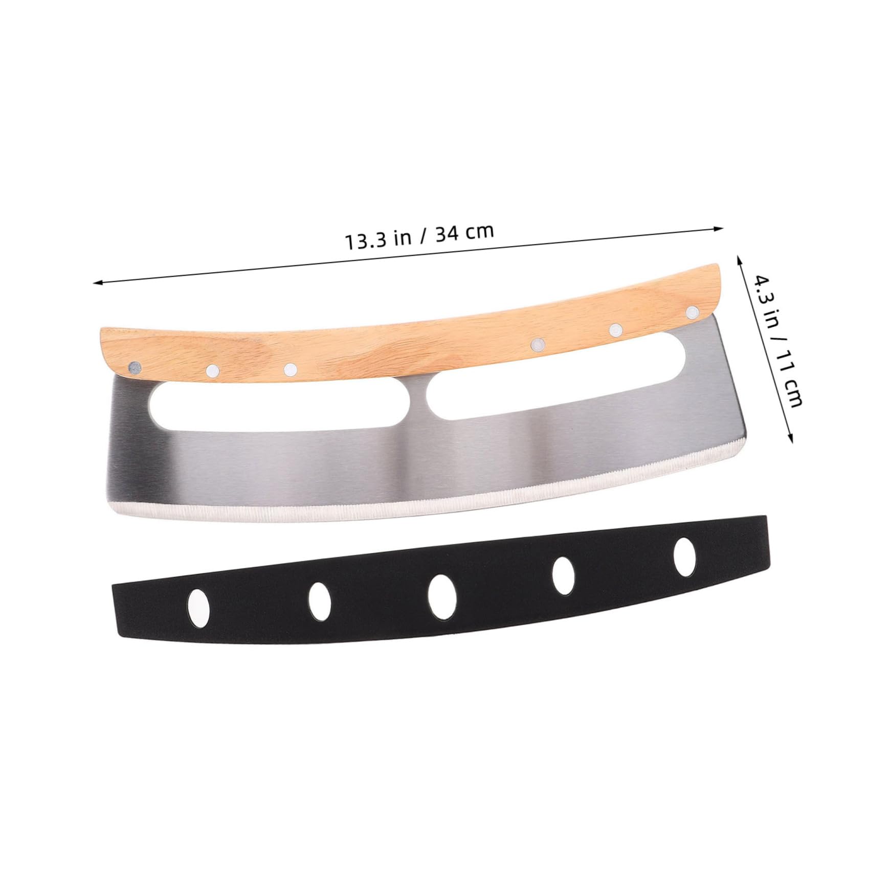 OFFSCH 1 Set Rocker Pizza Cutter Knife Semi Stainless Steel Blade with Full Handle for Effortless Slicing of Pizza Bread and Toast Comfortable Grip and Protective Cover