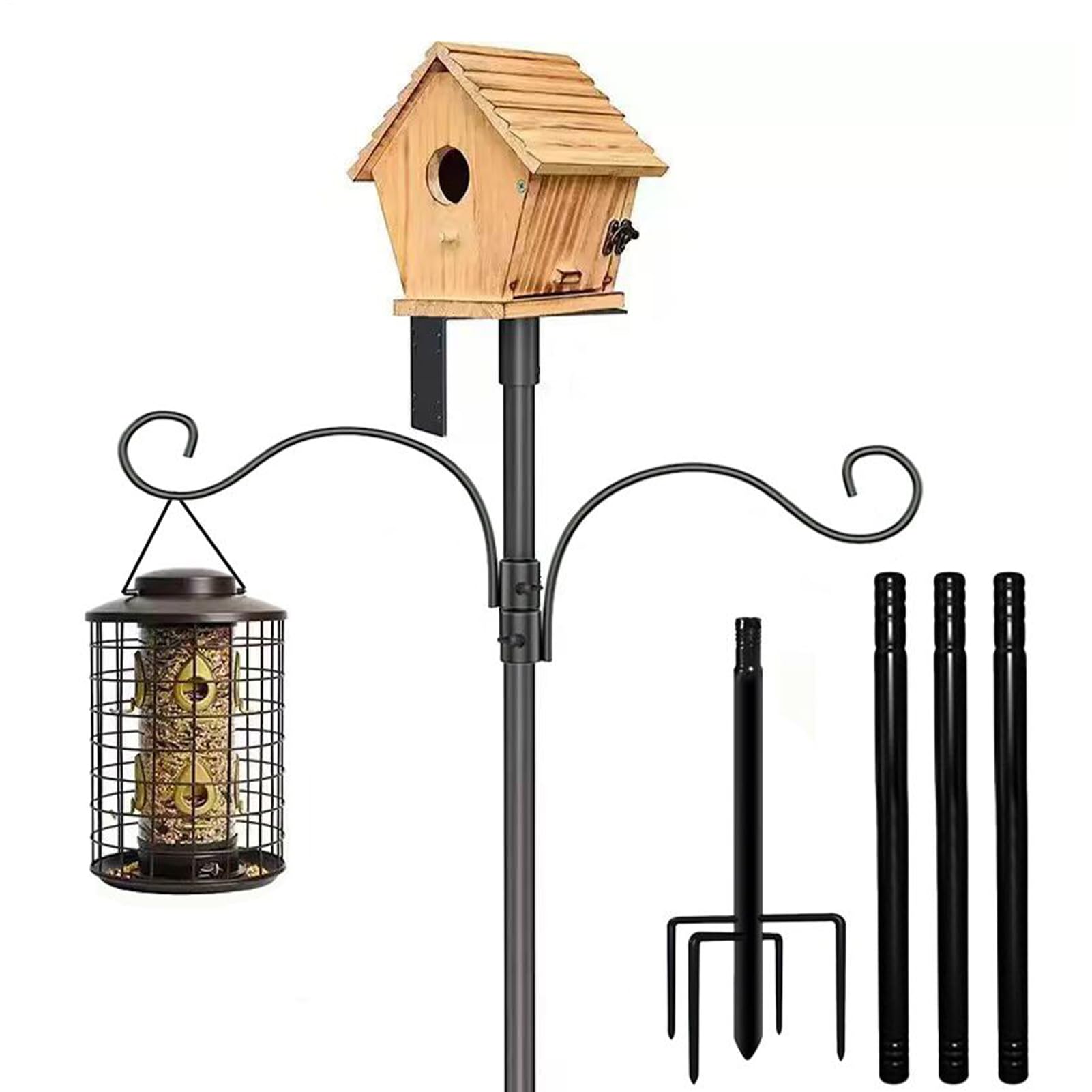 Vogelstangen-Kit - 76 Zoll verstellbare Außenstangen für sichere Montage, ergonomisches Design mit vielseitiger Unterstützung, Gartendekor-Halterungen für Solarleuchten, Windspiele, Weinpflanzen