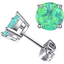 CERSLIMO Multi Colors fire Opal Stud Earrings Birthstone Earrings For Women 8mm