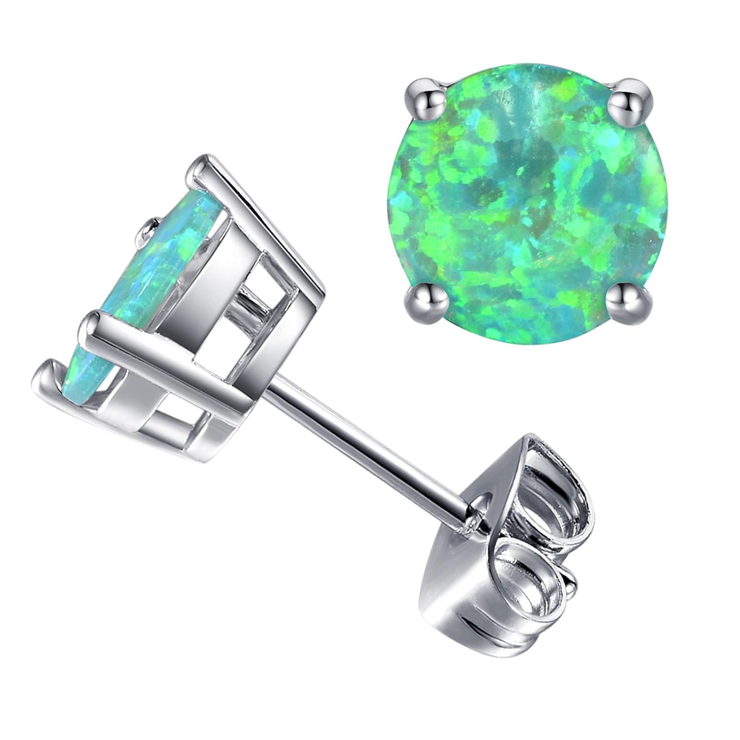CERSLIMO Multi Colors fire Opal Stud Earrings Birthstone Earrings For Women 8mm