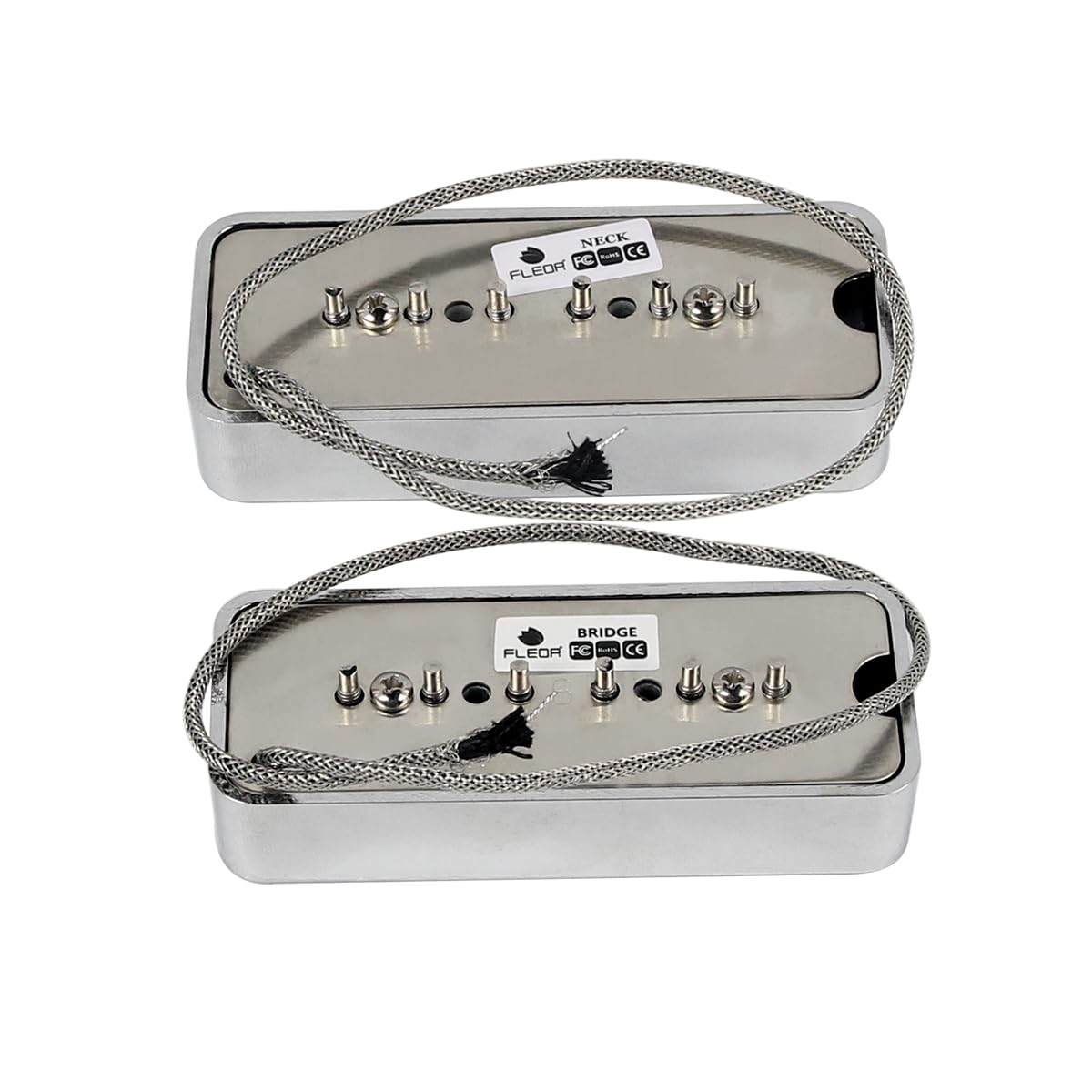 Alnico 5 P90 Soapbar Single Coil Pickup Hals Steg Pickups Set Tonabnehmer für LP P90 E-Gitarre, Chrom