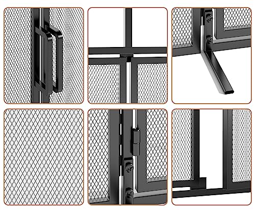 Image of Fire Beauty 3-Panel Magnetic Fireplace Screen Wrought Iron Spark Guard