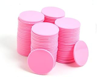 Smartdealspro 100 unidades de 32 mm/1.26 pulgadas de plástico opaco para contadores de aprendizaje, mini fichas de póquer, fichas de juego con caja de almacenamiento (rosa)