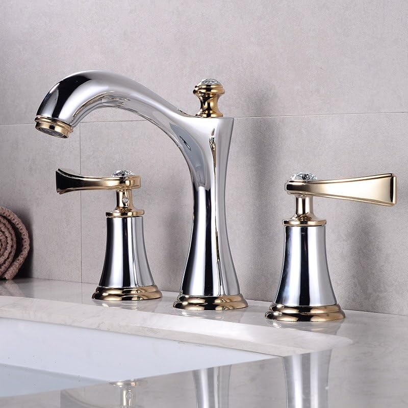 Robinet de lavabo 3 trous FIDEMM noir blanc mitigeur salle de bain cuivre