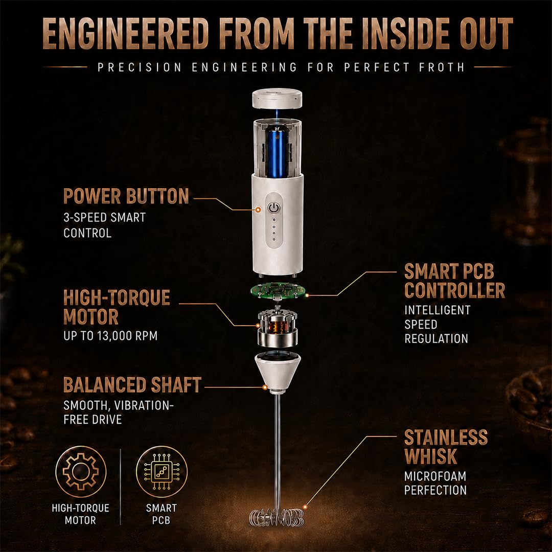 Electric Coffee Frother - Make Latte Foam at Home -7