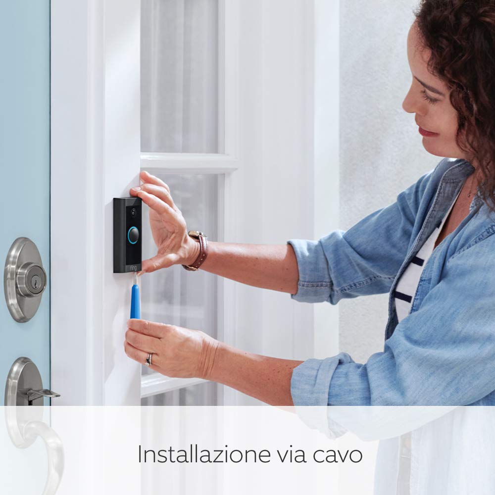 Ricondizionato Certificato|Ring Videocitofono cablato (Video Doorbell Wired)|Videocitofono in HD con rilevazione di movimento avanzata,wifi,comunicazione bidirezionale|Ring Home: 30 gg. prova gratuita