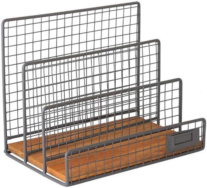 Document Organizer - Decorative Metal Farmhouse Magazine Holder and Organizer Bin - Standing Rack for Magazines, Books, Newspapers,(D)