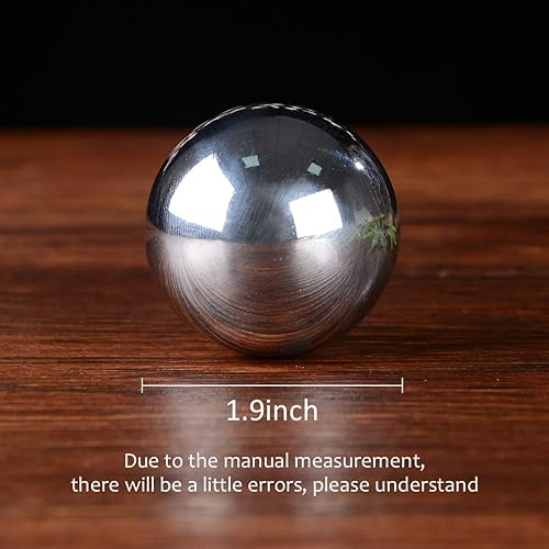 Miniatura 2 de Un par de bolas de salud para Baoding de 1.9 pulgadas (1.9 pulgadas) para aliviar el estrés con campanillas (plateado)