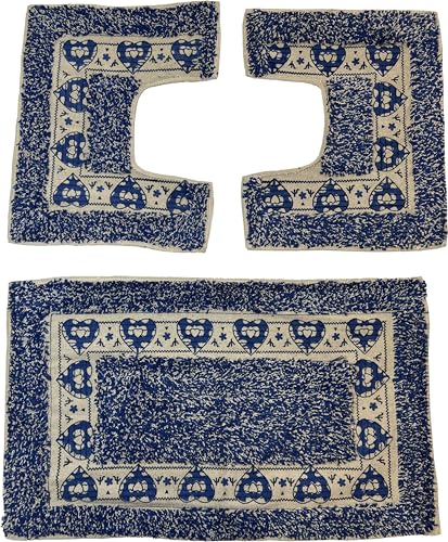 Lot de 3 tapis de bain art jade, 1 pièce 47 x 78 cm tapis de baignoire douche, 2 pièces 47 x 38 cm tapis girawater et bidet, motif cœur, 100 % coton...