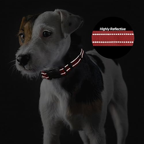 Miniatura 6 de Bozenu Collar para perro con hebilla, de nailon transpirable, reflectante, ajustable, para perros pequeños, medianos y grandes, negromediano