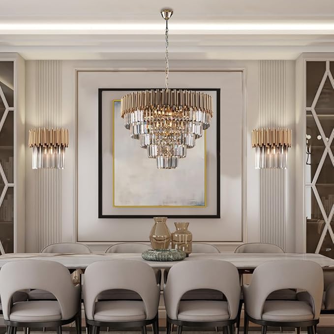 Bonetti Illumina Ravel Hedendaagse kroonluchter metaal goud en kristal 9 lampen E14 photo 2