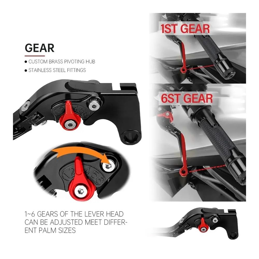 Leva freno frizione Per MONSTER 950 Per Monster 937 2021 2022 2023 Moto Allungabile Freno A Mano Leve Di Frizione Maniglia Manopole Del Manubrio(Monster-17)