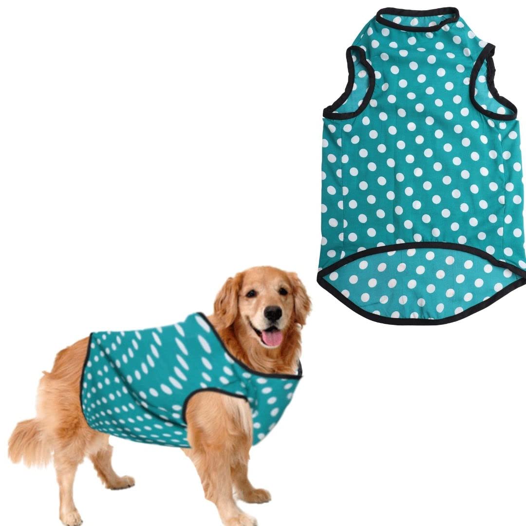 Sage Square Crazy Printed Dog T-Shirt, Trending Dog T-Shirt, Ultra Soft & Light Weight, Comfortable & Breathable Dog Apparel, Trendy Outfit (Polka Sky Blue) (XXSmall - 10inch)