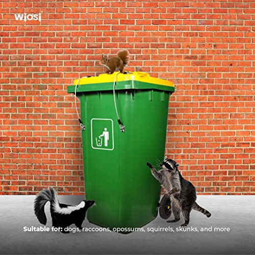 Image of Animal Proof Trash Can Lid Lock for Large Garbage Bin Outdoor - Metal Outside Trash Can Lock for Animal Raccoons Squirrels Dogs Strong - White Clear Nylon Coated Wire Rope - Universal Fit - 2-Pack
