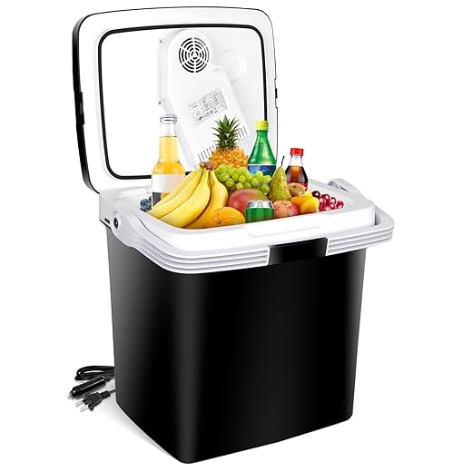 ZENY Mini Fridge Electric Cooler and Warmer for Car- 12V DC Car Refrigerator with Automatic Locking Handle, 28 Quart Portable Car Fridge for Travel and Camping