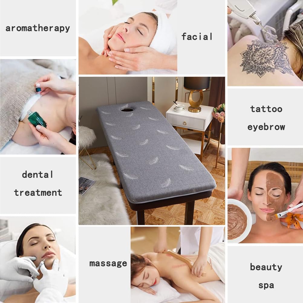 3cm Latex-Memory-Foam-Auflage für Massagetisch mit Gesichtsaussparung – Weiche Kosmetikliege-Matratzenauflage für Schönheitssalon, Spa oder Therapiezentrum,Style 1,80×190cm