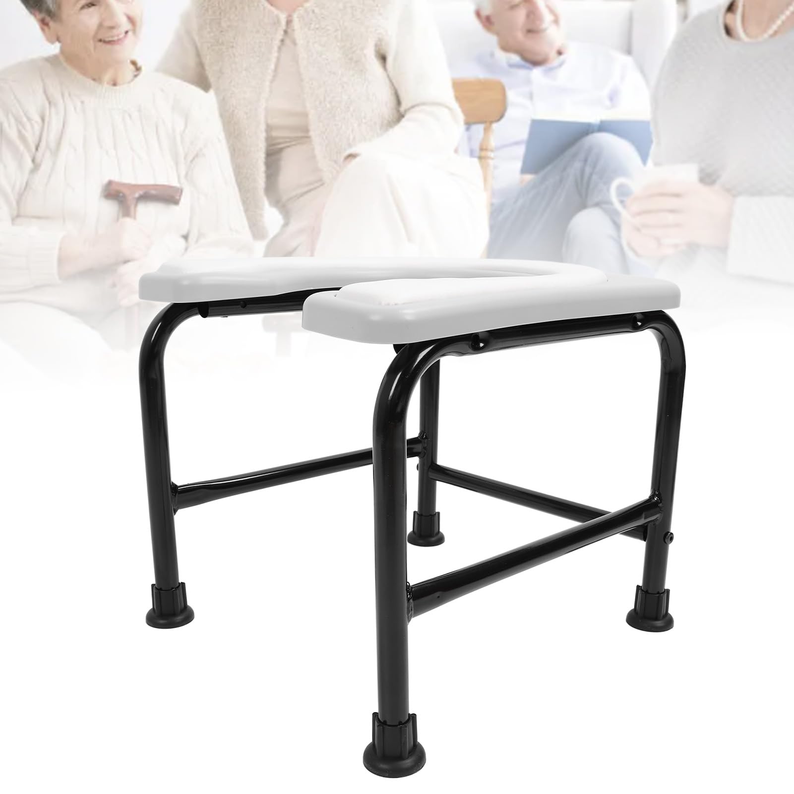 ViaGasaFamido Krzesło Commode Przenośna Siedzenie Toalety o Wysokości 12,99 Cala Plastikowy Stal Nierdzewna Stolca Toaletowa dla Starszych Seniorów w Ciąży (GREY)