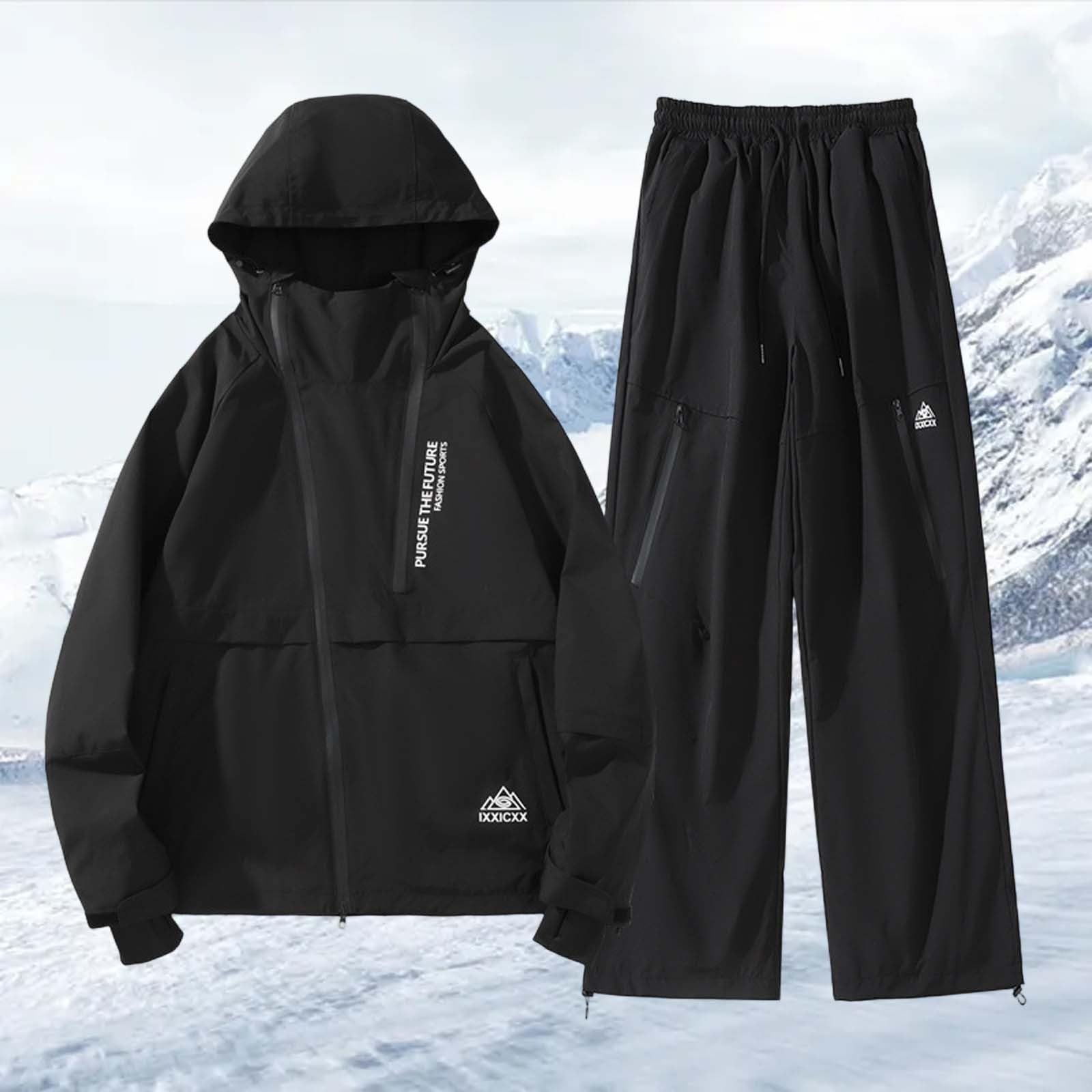 Generisch Traje de esquí para hombre y mujer, resistente al agua, resistente al viento, juego de 2 piezas, traje de nieve, chaqueta de esquí y pantalones, dos piezas, chaqueta cálida para invierno