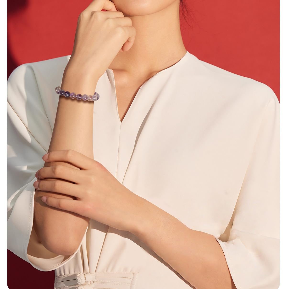 Bracelet Perles Bracelet En Améthyste Et Cristal De Titane Disponibles En Plusieurs Tailles Pour Homme Et Femme