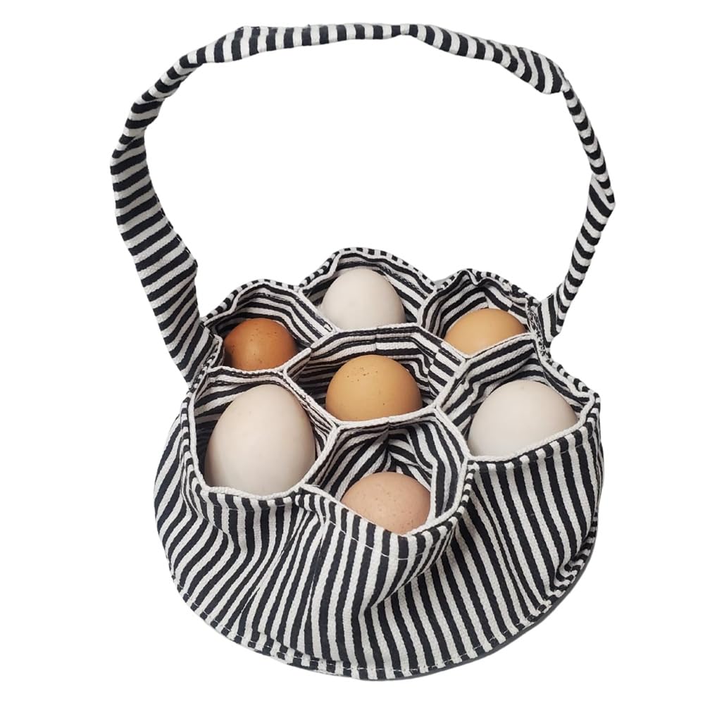 CTRLZS Mini Fabric Egg Basket Chicken Egg Basket for Gathering Eggs - 1PCS Egg Collecting Basket with 7 Pouches for Chicken, Duck and Quail Eggs