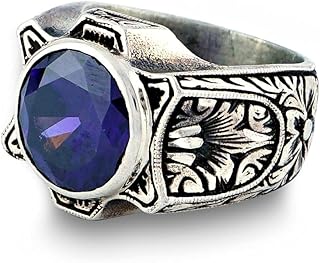 Amethyst Jewelry for Men, Round Amethyst Ring, Handmade Amethyst Ring, Mens Ring with Amethyst, Sterling Silver Amethyst Ring, Gift for Him