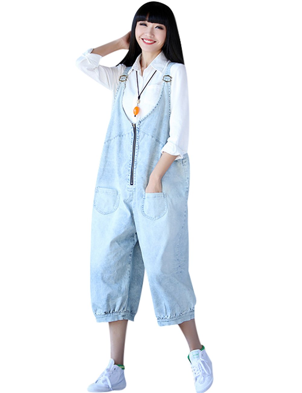 Youlee Femmes Fermeture éclair En vrac Denim Salopette
