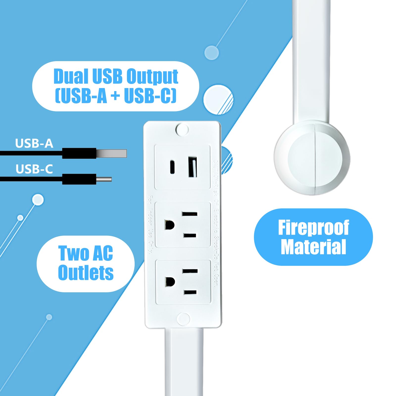 Rotating Socket Expander Extendable Rotating Outlet USB C USB A Power Expander Extendable ...