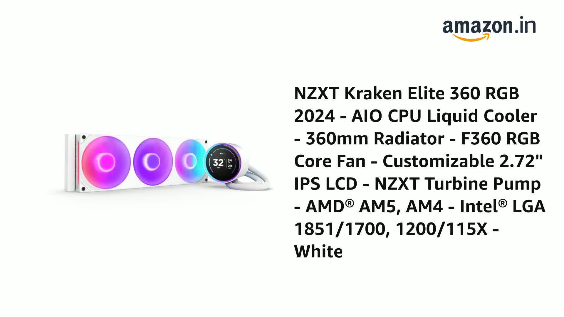 NZXT Kraken Elite 360 RGB 2024 - AIO CPU Liquid Cooler - 360mm