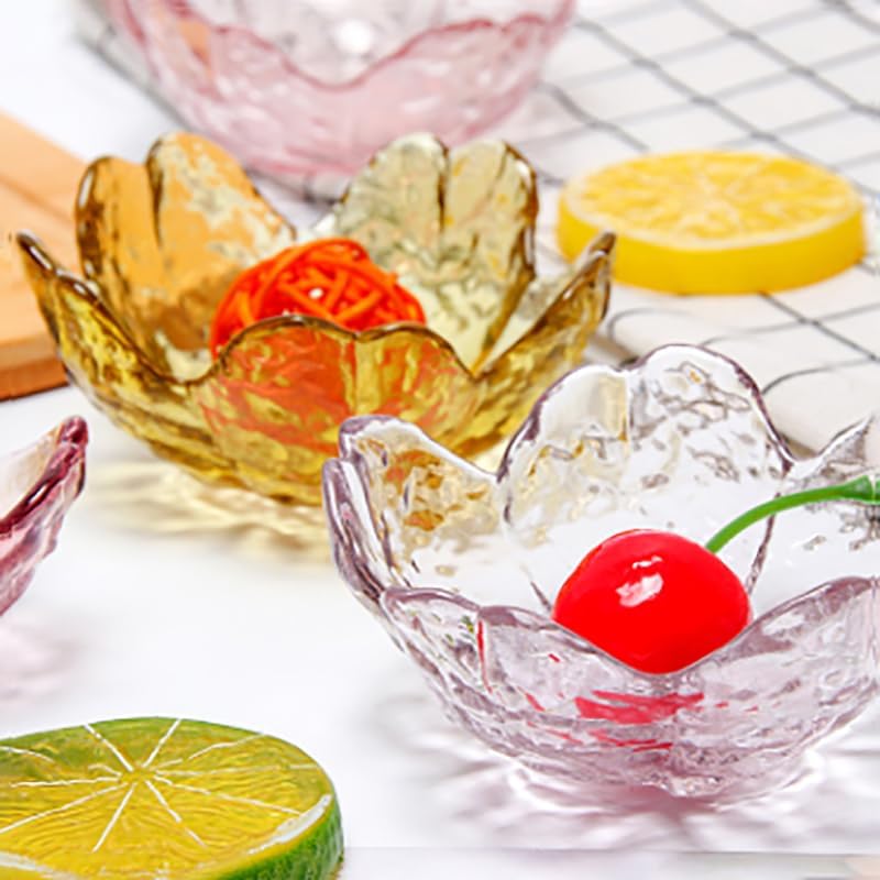 Miniatura 4 de 1 plato de vidrio pequeño con incrustaciones de oro, cuenco de salsa de vidrio, mini plato de condimento de flores de cerezo japonés para helado de