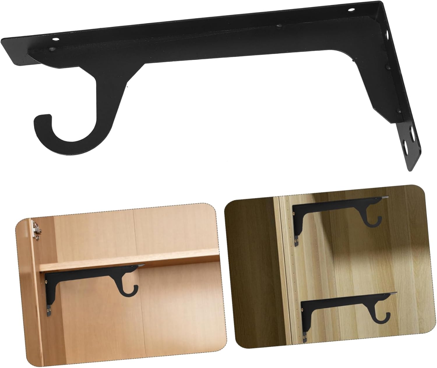 VALICLUD 2pcs Heavy Duty Wall Mount Closet Rod Brackets Metal Shelf Support for Wardrobe Rails Hanging Clothes Bedroom Living Storage Minimalist Design Strong Load Capacity