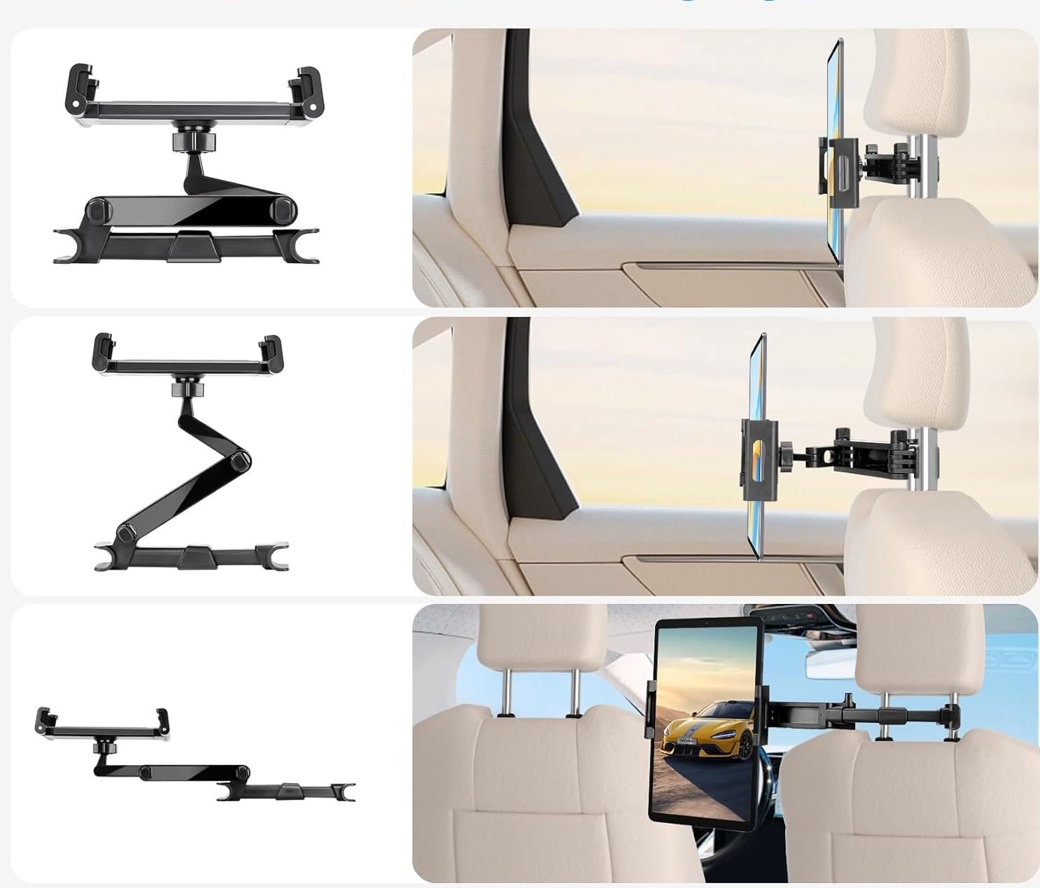 Supporto per poggiatesta auto girevole a 360° universale per tablet e cellulare 4,7-11 pollici