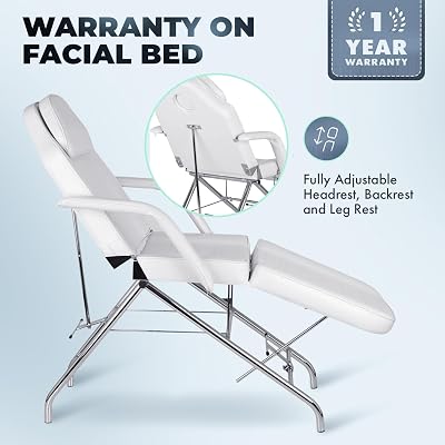 Forfait spa facial de base Buy-Rite - Cuiseur vapeur facial à l'ozone 2 en 1 avec lampe grossissante et lit fixe réglable, revêtement en vinyle blanc, capacité de 300 lb, BR-BASICFACIALSPA