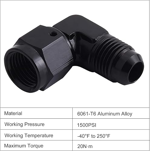 Miniatura 2 de EVIL ENERGY 8AN hembra a AN8 macho Flare Adaptador giratorio de 90 grados Aluminio Negro