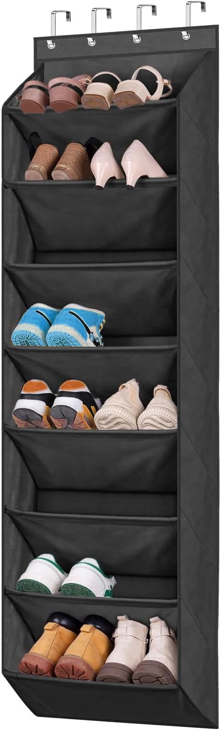 MISSLO 8 Shelf Over Door Shoe Organizer, Hanging Shoe Rack with Deep Pockets Back of Door Storage fits 20 works