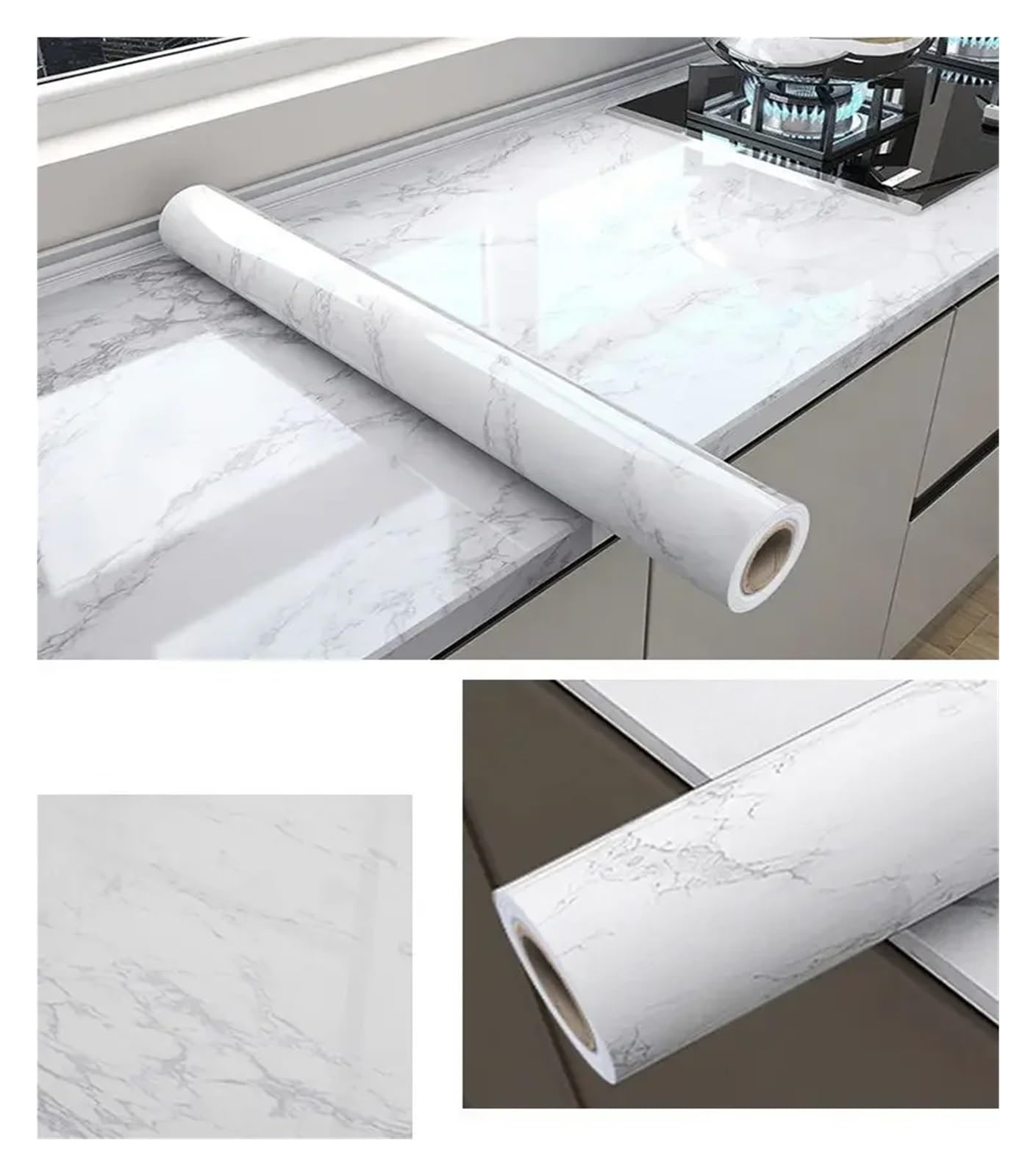 Aywtiun Sd03 Oil Proof Waterproof Contact Paper 20M Marble Self Adhesive Waterproof Wallpaper For Kitchen Cabinet Oil Modern Style Bathroom Decoration Wall For Kitchen Worktop Fridge Splashback(,40Cmx10m)