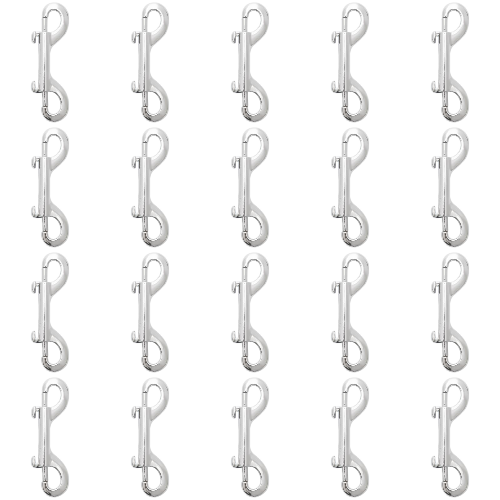 20 Stk. doppelseitige Bolt-Snap-Haken aus Zinklegierung, doppelte Metall-Trigger-Clips zum Verbinden von Hundeleinen, Pferdefuttereimern, als Schlüsselhalter und Tauchzubehör, 360° drehbar