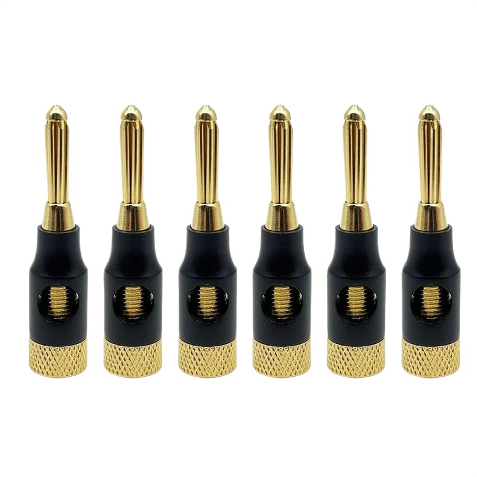 6 PZ 4mm Altoparlante Spine A Banana Connettore A Banana Rame 24K Placcato Oro 4mm Jack A Banana Partita Con 4mm Binding Post (Color : Black 6Pcs)