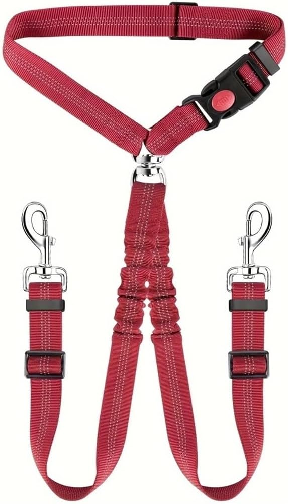 1Pcs Pet Dog Seat Belt Cat Fixed Chain Buffer Traction One Two Leash(Pink)